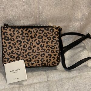 Kate Spade Brown and Black Crossbody Bag with Leopard Print